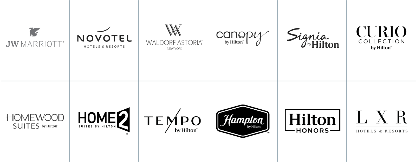 Various Hotel Brand Logos
