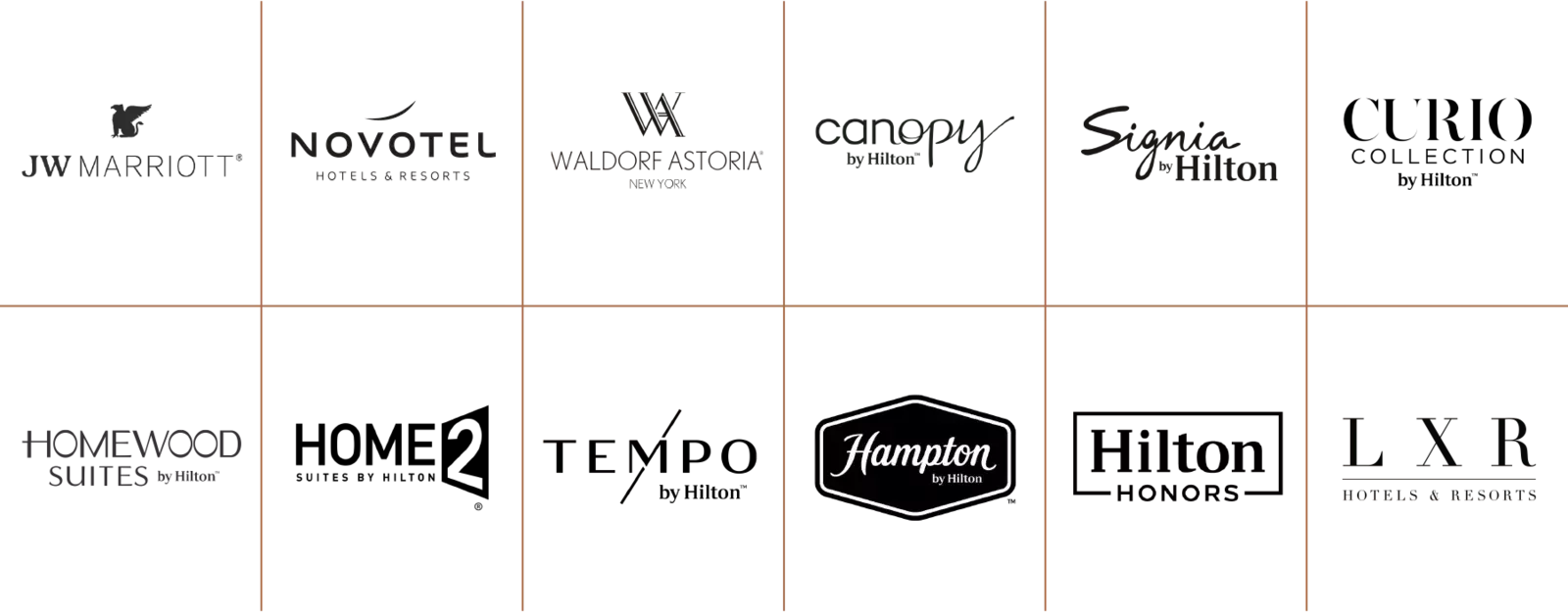 Various Hotel Brand Logos