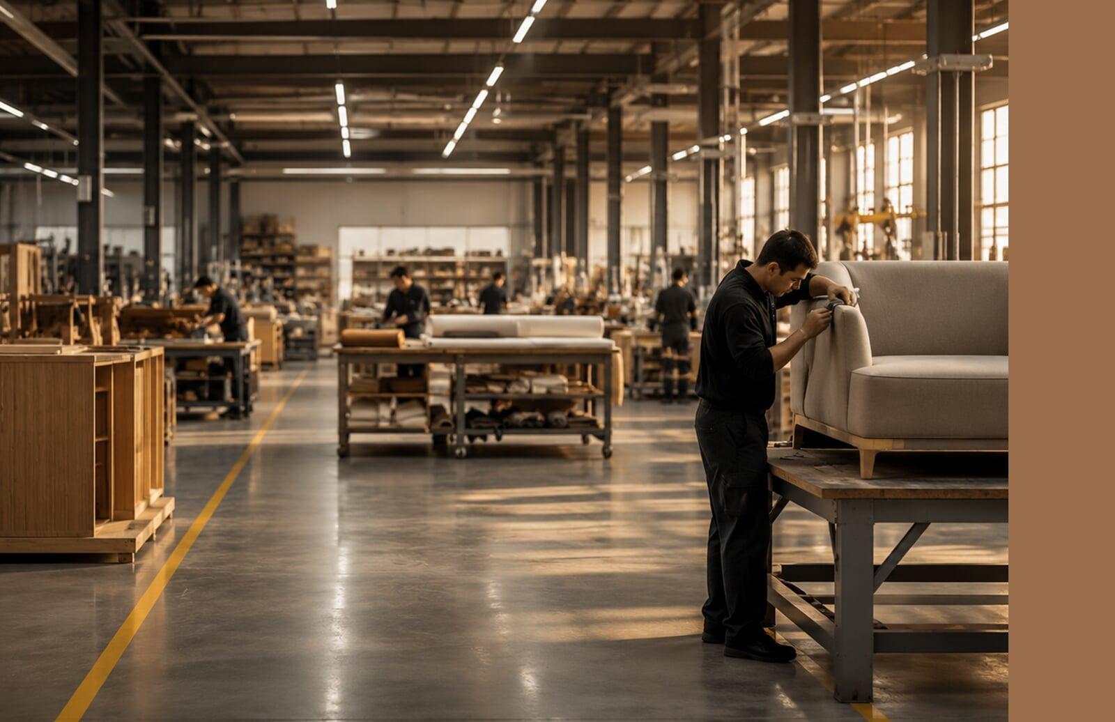 High-end hospitality furniture manufacturing facility producing custom furnishings for hotels and branded residences.
