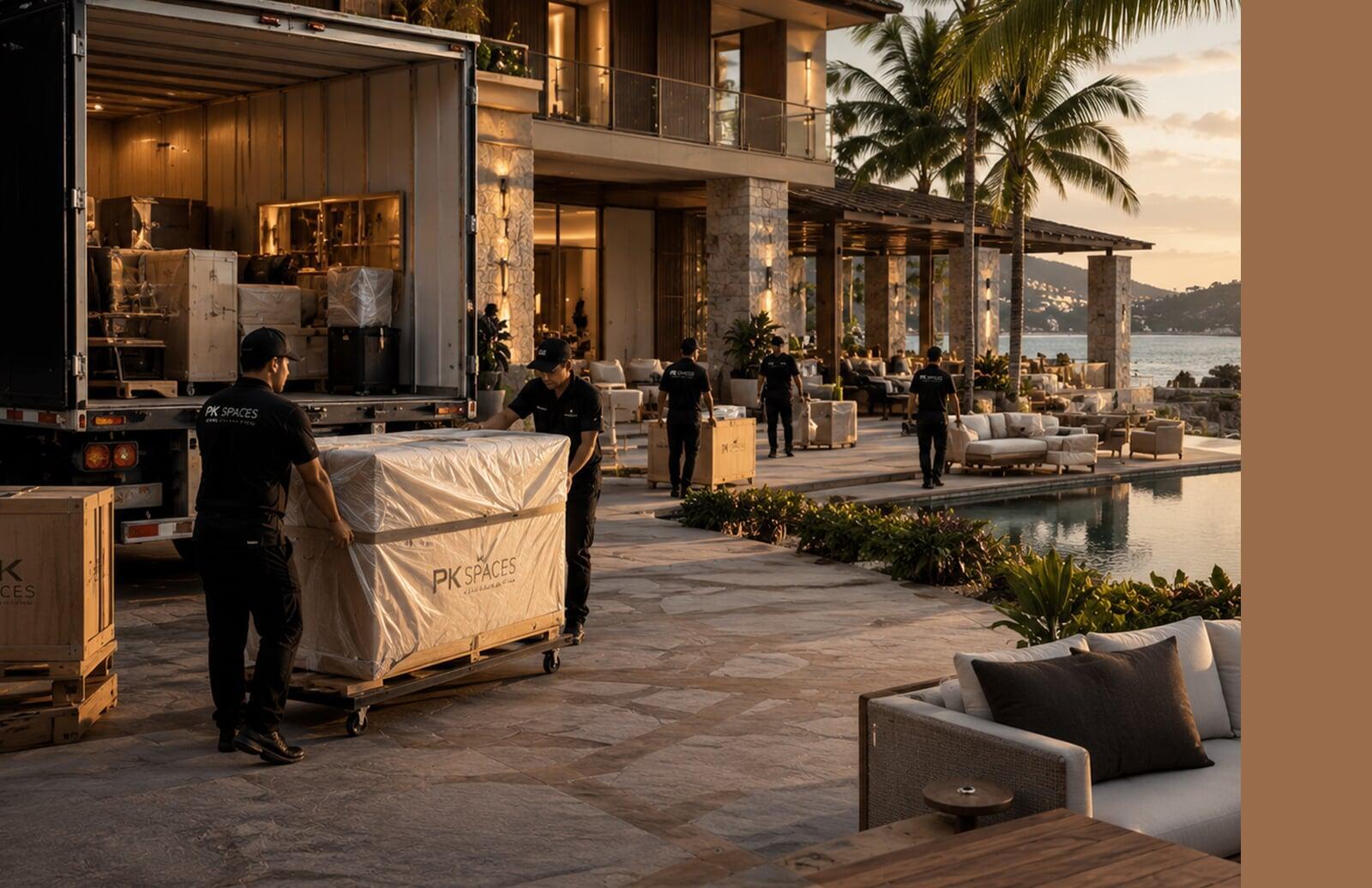 Luxury resort furniture delivery and installation coordinated for a large-scale hospitality project.