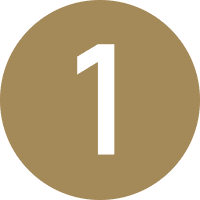 Icon of the number one in a gold circle