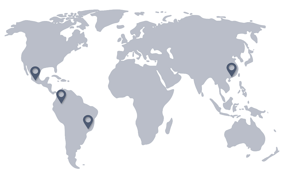 Drawn map of the world with pin points