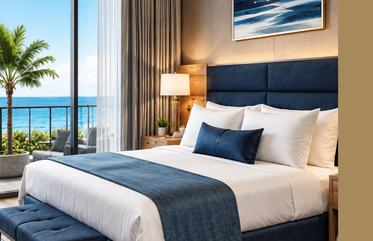 Hotel room with bed