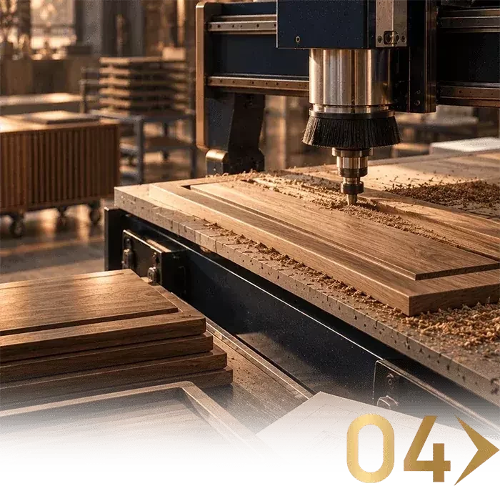 Máquina de fabricación de muebles y pieza de madera