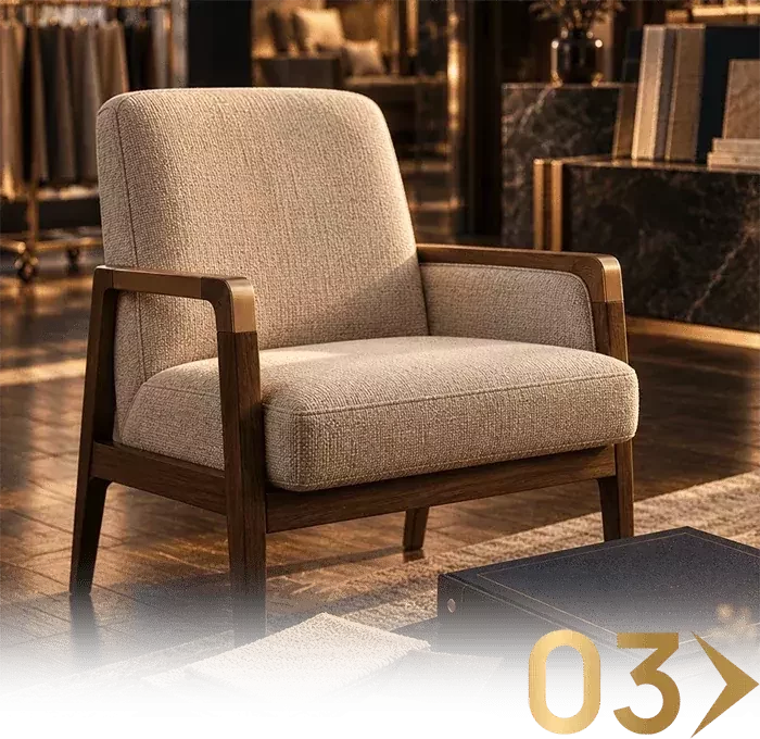 Sillón tapizado para uso hotelero